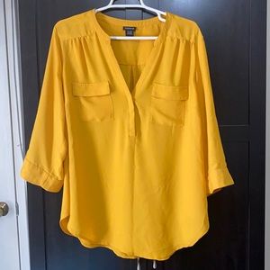 Mustard yellow polyester blouse